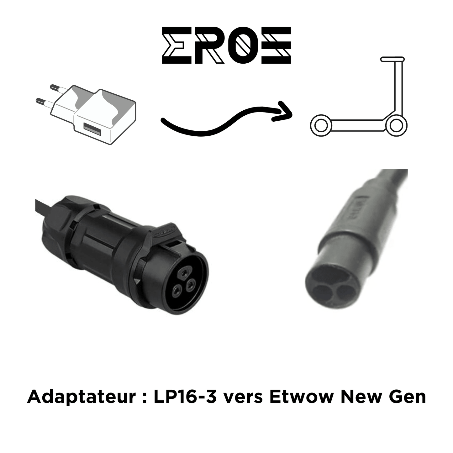 Adaptateur Universel pour Chargeur LP16-3 de Trottinette Électrique