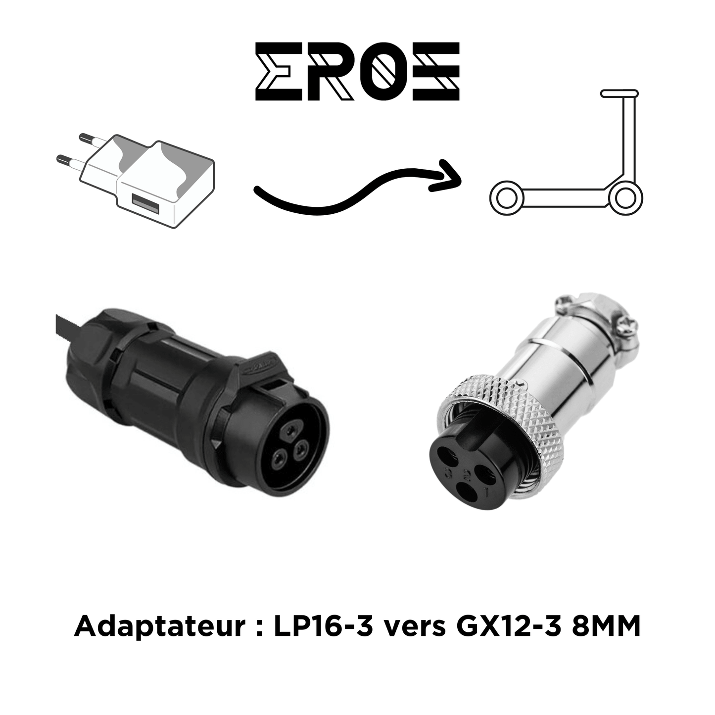 Adaptateur Universel pour Chargeur LP16-3 de Trottinette Électrique