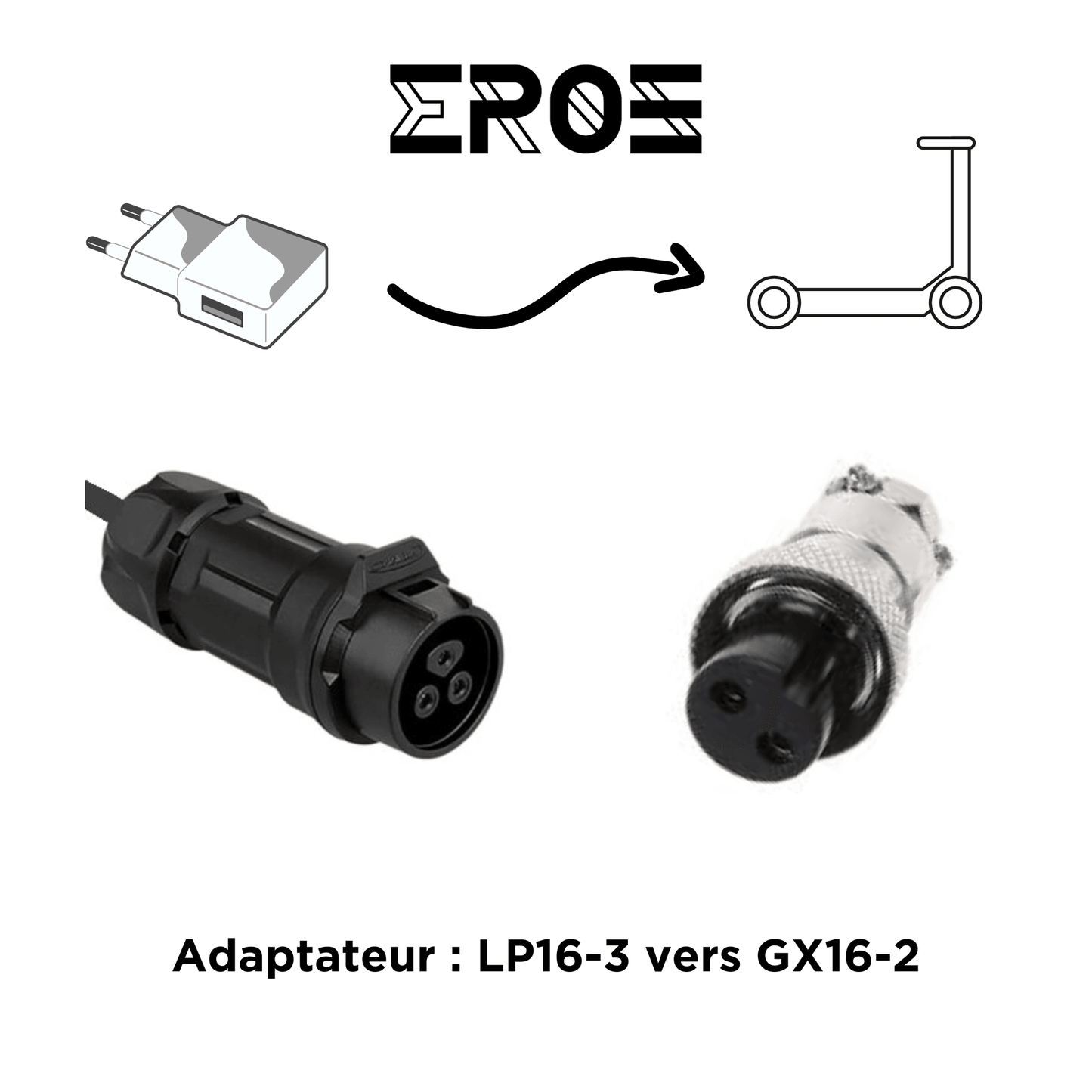 Adaptateur Universel pour Chargeur LP16-3 de Trottinette Électrique