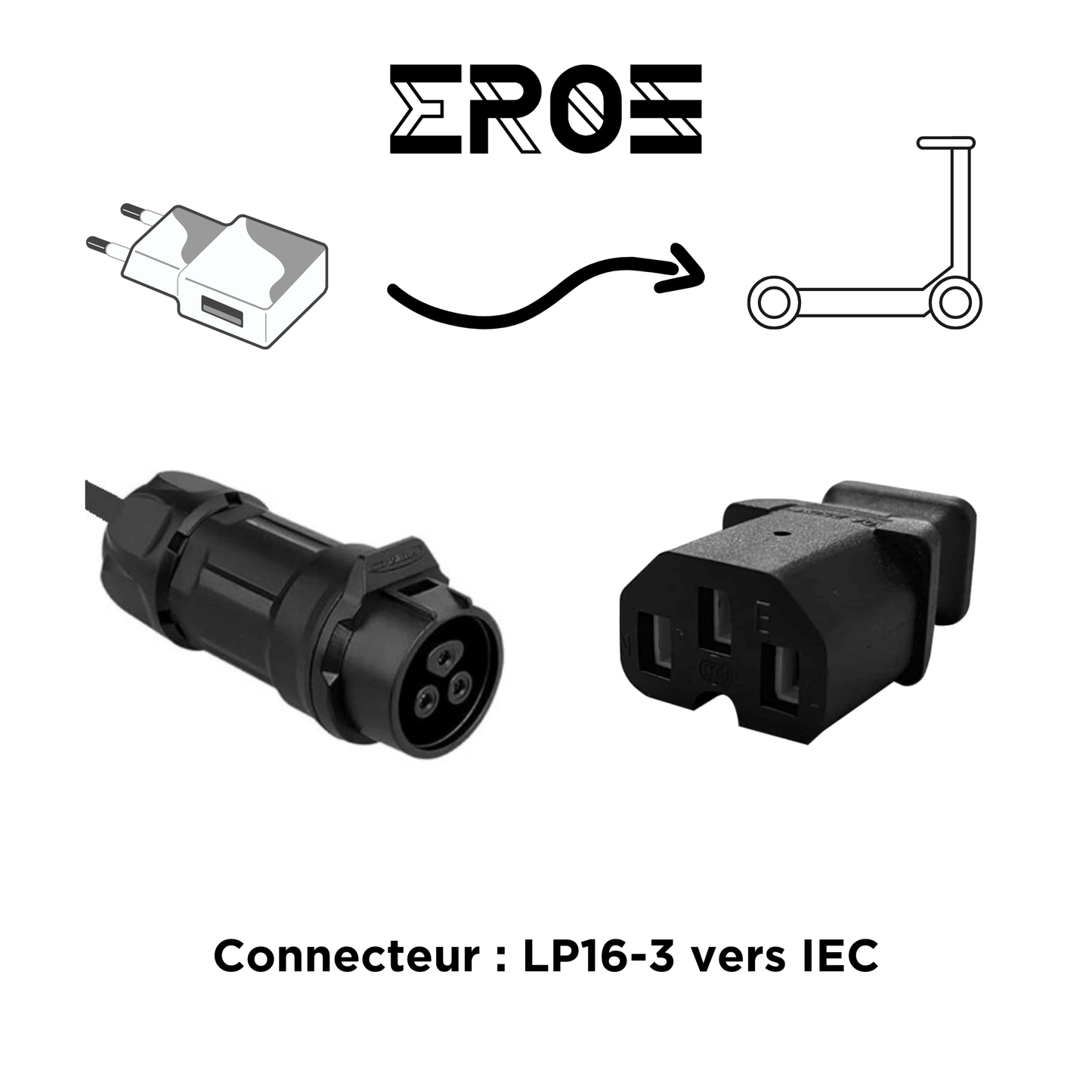 Adaptateur Universel pour Chargeur LP16-3 de Trottinette Électrique