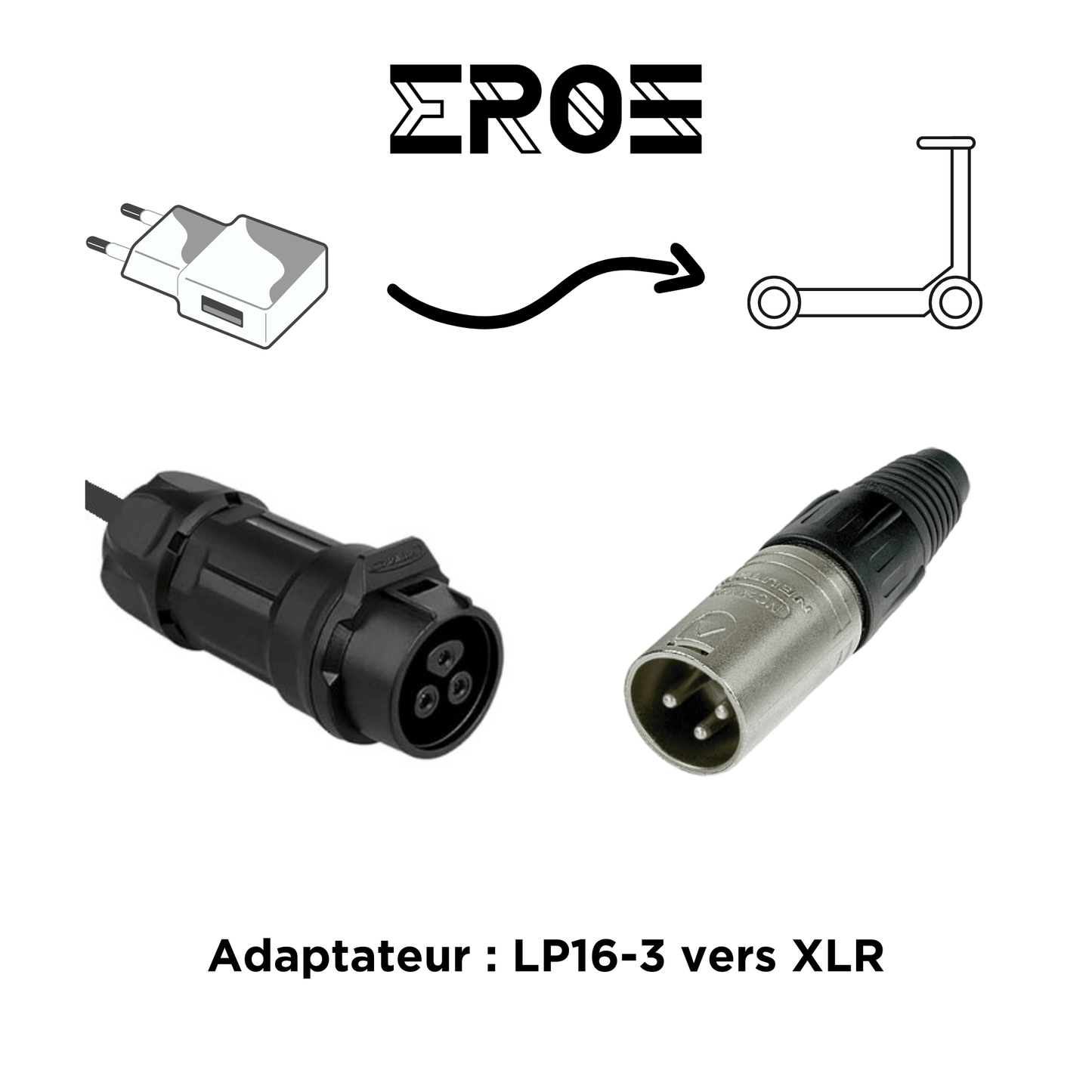 Adaptateur Universel pour Chargeur LP16-3 de Trottinette Électrique